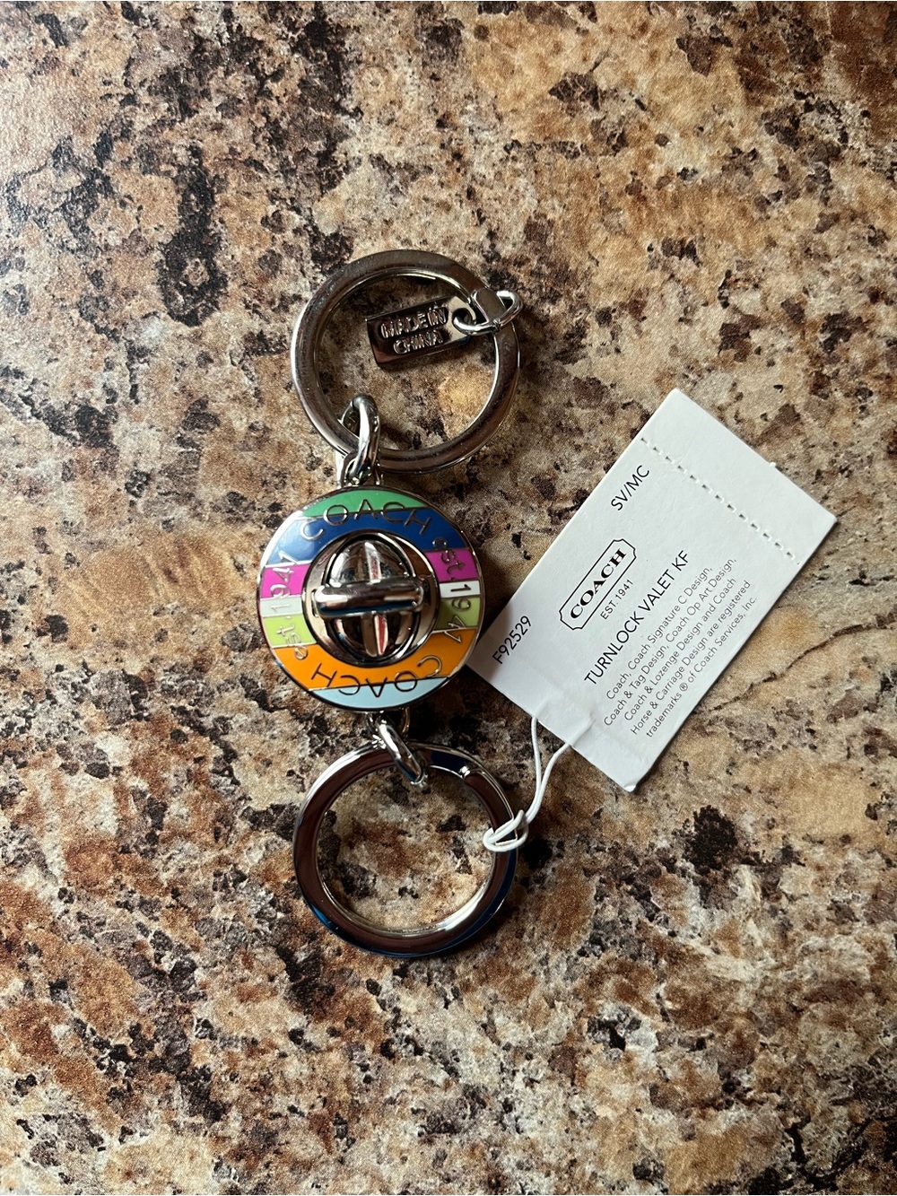 COACH 🌈 NWT Vintage Legacy Y2K Rainbow Turnlock Valet Keyfob/Keychain Bag Charm